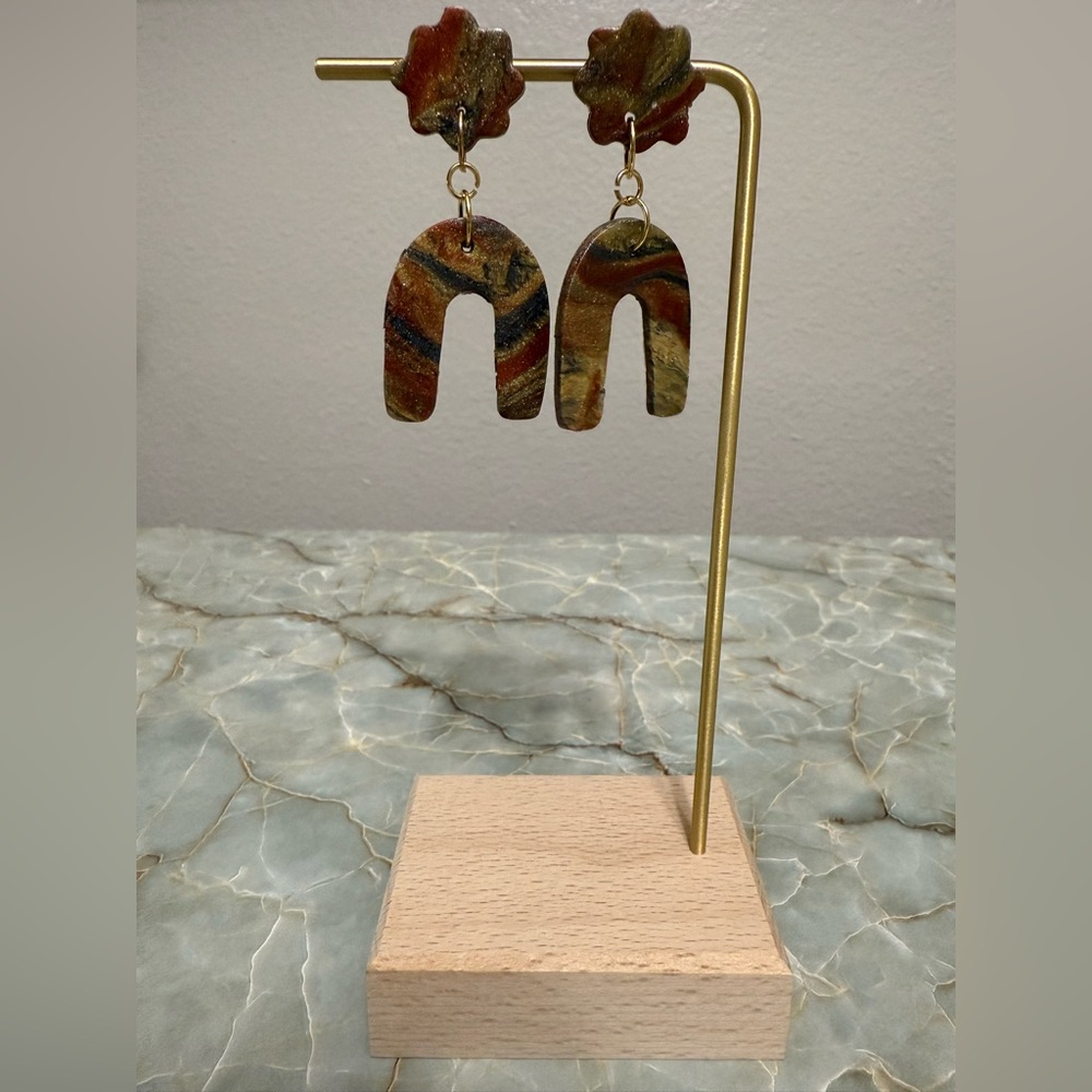 Abstract Handmade Earth Tone Earrings
